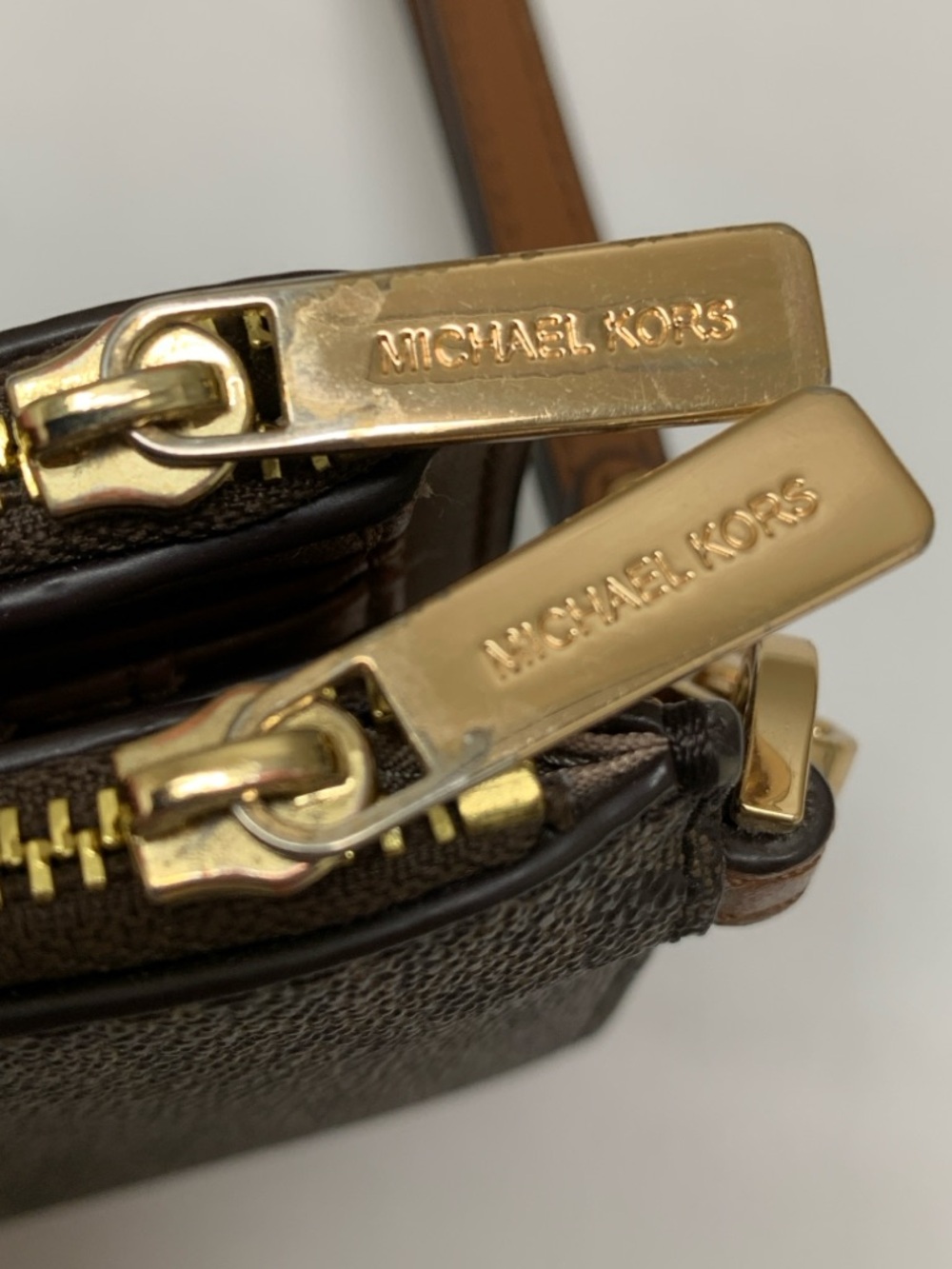 MICHAEL KORS Jet Set Double Zip Wristlet Wallet Brown Monogram Signature Print - Picture 4 of 16